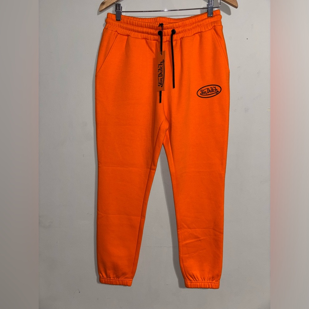 Unisex NWT Von Dutch Construction Neon Orange Streetwear Sweatpants jogger M